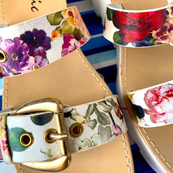 Floral strappy platform flatform buckled ankle strap summer sandals sz 10 - Picture 9 of 12